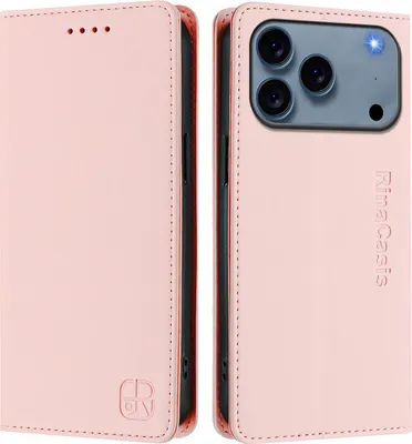 Produktbild von Lederhülle für iPhone 17 Pro Max Hülle Flip Brieftasche Kartenfächern Ständer Schutzhülle Pink
