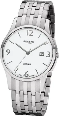 Image de Regent Montre homme bracelet métallique GM-1614 Montre analogique en métal argenté URGM1614