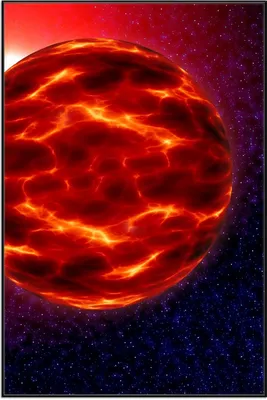 Produktbild von Wallario Wandbild Abstrakter Planet im Weltall in glühendem rot, Größe: 61 x 91,50 cm, Poster mit schwarzem Aluminiumrahmen