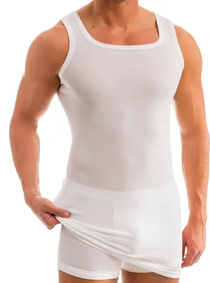 Produktbild von HERMKO 16027 Herren extralanges Unterhemd aus Baumwolle / Modal, Größe:D 4 = EU S, Farbe:weiß