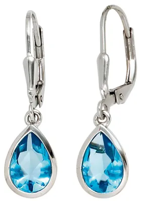 Produktbild von Ohrringe Ohrhänger Boutons 925 Silber Zirkonia hellblau tropfenförmig