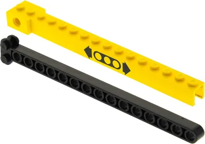 Produktbild von 1x Lego Kran Arm gelb 16L bedruckt mit Innenteil schwarz 235126 2351 2350apb01
