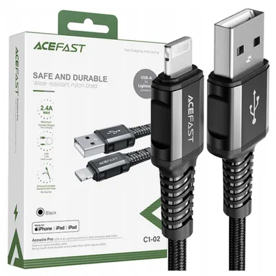 Zdjęcie produktu dla Acefast Kabel Mfi Usb - Lightning 1,2M, 2,4A Czarny (C1-02 Black)