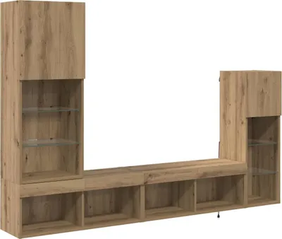 Obrázok produktu pre vidaXL TV nástenné skrinky 4 ks Artisan dub materiál na báze dreva