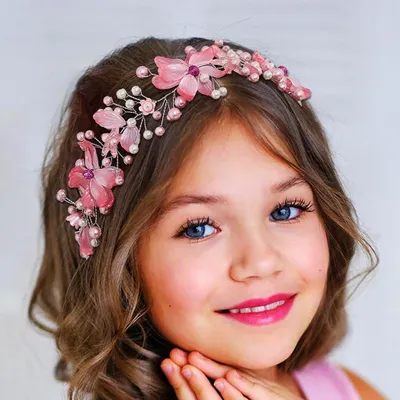 Immagine prodotto di Fascia per capelli con fiori rosa e perline