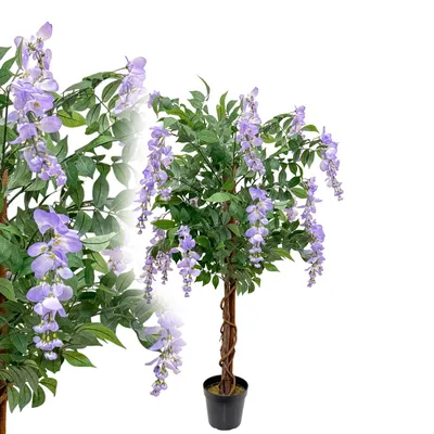 Produktbild von Blauregen Wisteria 120 cm wie echt künstlich Glyzinienbaum Kunstbaum Kunstblume Deko