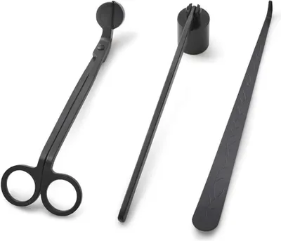 Produktbild von 3 Pack Kerze Zubehör Edelstahl Werkzeuge Set mit Kerzenlöscher, Dochtschere und Docht Trimmer (Schwarz)