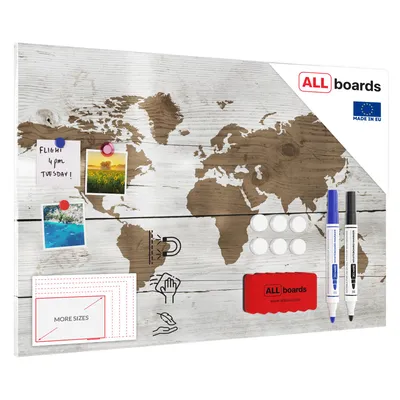 Immagine prodotto di Lavagna magnetica in acciaio MAPPA CHIARA 90x60cm METALboards lastra adatta per tutti i tipi di calamite + set di accessori GRATIS