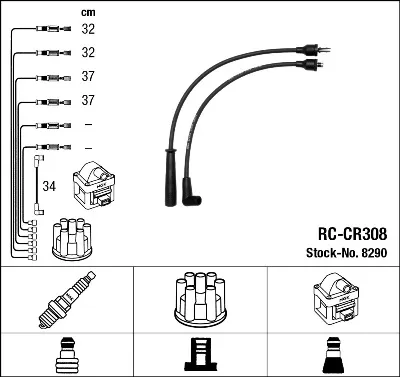 Produktbild von NGK 8290 Zündkabelsatz Zündleitungssatz für CHRYSLER Voyager / Grand Voyager III (GS)