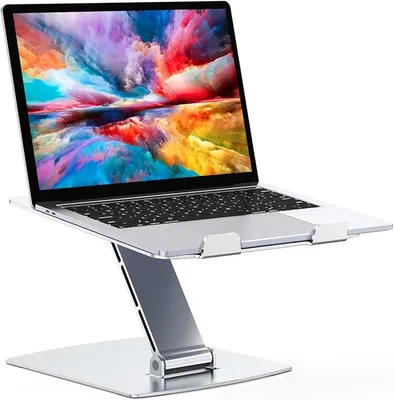 Produktbild von PolkaHome® Ergonomische Aluminium Laptopständer Klappbar für 10-16 Zoll Notebooks, Höhenverstellbar, Silber