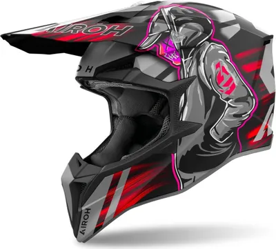 Produktbild von Crosshelm Schutzhelm Motorradhelm AIROH Wraaap Cyber 2024 Grau Rot Größe L
