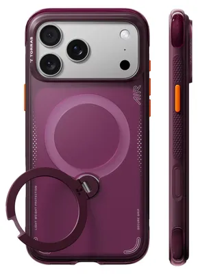 Produktbild von Handyhülle mit 360° drehbarem Standfuß für iPhone 18 Pro / 17 Pro, Torras Ostand Q3 Air mit MagSafe, Burgunder