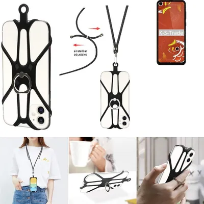 Produktbild von K-S-Trade 3in1 Handykette Handyband Handykordel Halsband Smartphone-Ring Handy-Ring kompatibel mit Motorola P50 Fingerhalterung Handyring