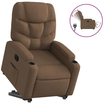Image de vidaXL Fauteuil relax releveur électrique brun Tissu