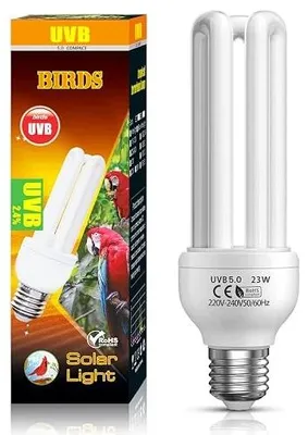Zdjęcie produktu dla Żarówka uvb 5.0 dla ptaków papug gadów E27 23W kompaktowa