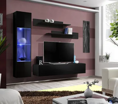 Zdjęcie produktu dla Szafka wisząca pod telewizor czarna JVmoebel