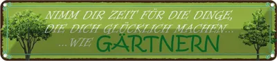Produktbild von vianmo Blechschild 10x46 cm Glück nimm dir Zeit für Gärtnern Spruch Zitat