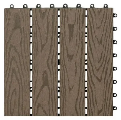 Image de Lot de dalles de terrasse à emboîter - Lot de 11 - Résistantes aux intempéries et stables - Dalles de jardin, pavés - 30 x 30 cm - Marron
