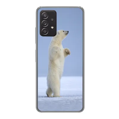 Produktbild von MuchoWow® Handyhülle Schutzhülle Hülle für Samsung Galaxy A33 5G Eisbär - Lustig - Schnee - Kinder - Jungen - Mädchen - Kind Silikon Softcase Handy Hülle - Kartenhalter