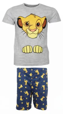 Produktbild von König der Löwen Simba Kinder kurzarm Schlafanzug Pyjama 100% Baumwolle - 128, Grau