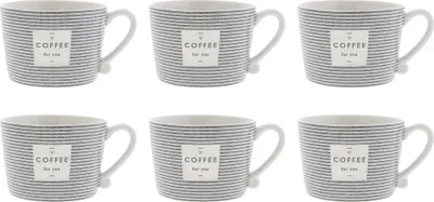Produktbild von 6er Set Becher COFFEE FOR YOU weiß schwarz für 300ml Keramik Bastion Collections