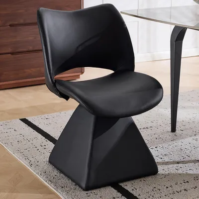 Produktbild von okwish multifunktional Drehstuhl mit Rückenlehne, Esszimmerstuhl ohne Armlehnen,Für Wohnzimmer oder Küche,Schwarz