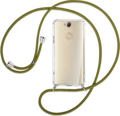 Produktbild von Handykette Backcover-Schutzhülle mit Band (Metall silberfarben) für Sony Xperia XA2 Plus - khaki