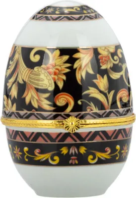 Produktbild von Nostalgie Porzellan-Ei-Dose "Blumenranken schwarz", H 8 cm