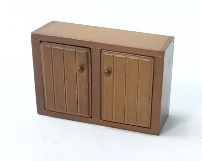 Produktbild von Miniatur Küchenschrank, Hängeschrank aus Holz nussbaumfarben, 1:12 Puppenstube