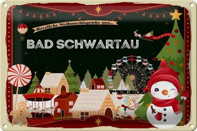 Produktbild von Blechschild Weihnachten Grüße BAD SCHWARTAU 30x20cm