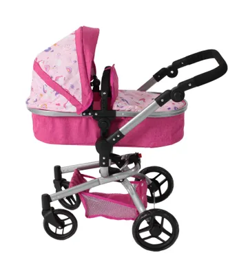 Produktbild von Bayer Chic 2000 Kombi-Puppenwagen Yolo 2in1 | Buggy, Babywanne & Schwenkschieber | Höhenverstellbar 46-82 cm | Ab 3 Jahren, Einhorn pink
