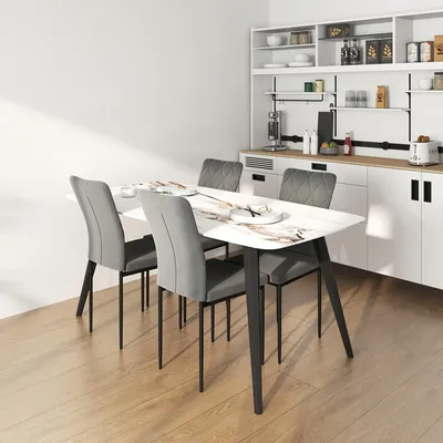 Immagine prodotto di Sedie da pranzo - Sedie da cucina - Set di sedie - Sedie - Grigio scuro - Set da 4 - Con robusta struttura in metallo