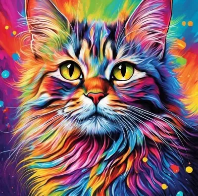 Produktbild von Malen nach Zahlen: Porträt einer bunten Katze 40x50 mit Rahmen (Kreativ)