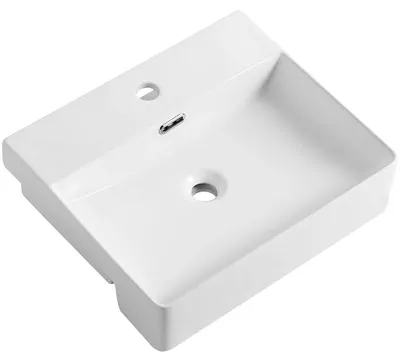 Zdjęcie produktu dla szkło ceramiczneO – Umywalka ceramiczna Galia – wpuszczana – biała z połyskiem – 50 x 42 cm
