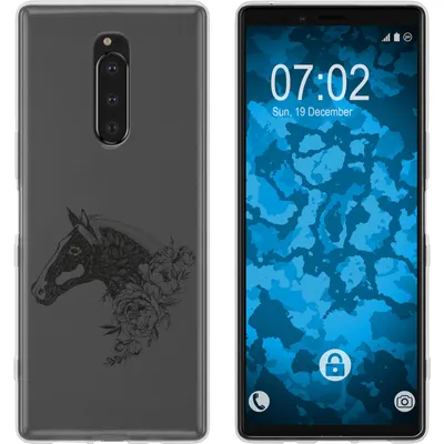 Produktbild von PhoneNatic Case kompatibel mit Sony Xperia 1 Silikon-Hülle Floral Pferd M5-1