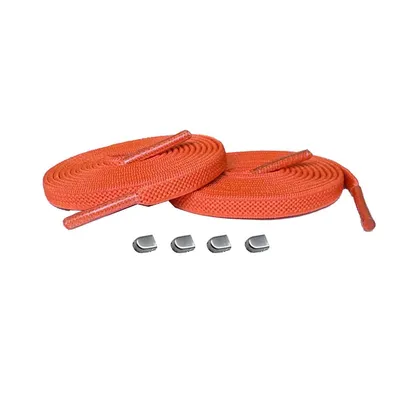 Produktbild von Elastische Schnürsenkel mit Clips - Schnürsenkel: Orange | Verschluss: Silber Matt
