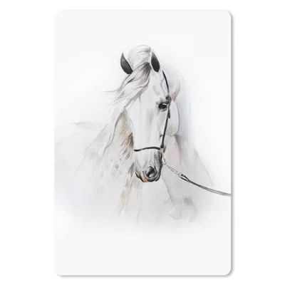 Produktbild von MuchoWow® Mauspad Mousepad Pferd - Aquarell - Tiere - Weiß 40x60 cm - Mousepads - Maus Mat - Pad - Mausunterlage - Schreibtisch Accesoire
