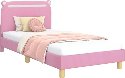 Obrázok produktu pre Maison Exclusive – detská postieľka s čelom, ružová, 90 x 190 cm, látka