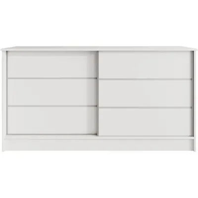 Produktbild von BEAUTYSOFA Kommode MIRELA 160 cm Weiß/Weiß, Sideboard mit 2 Schiebetüren, Highboard mit dekorativen Zierleisten, Moderne Anrichte, Viel Stauraum