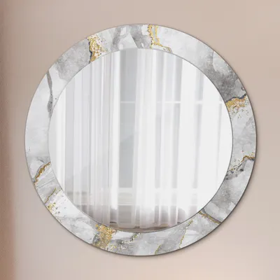 Produktbild von Spiegel - Mirror zum Wandspiegel Schlafzimmer – Schminkspiegel- weiß Marmor Gold- Ø70cm