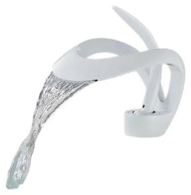 Immagine prodotto di KLARWERK® NAVIS | Miscelatore a cascata per bagno, finitura bianca. Rubinetto per lavabo in acciaio inossidabile. Miscelatore termostatico per hotel, 2 attacchi