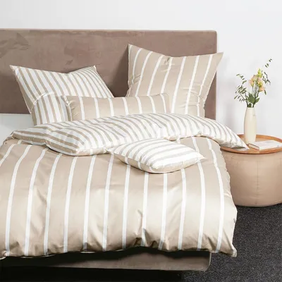 Produktbild von Janine Mako-Satin Bettwäsche modern classic Kissenbezug einzeln 70x90 cm naturell