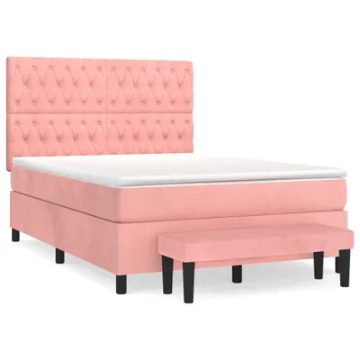 Produktbild von vidaXL Boxspringbett mit Matratze Rosa 140x200 cm Samt