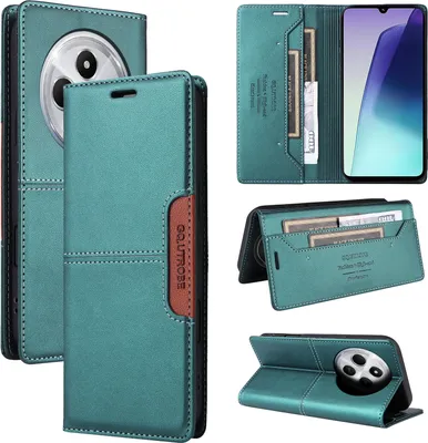 Obrázek produktu pro Pouzdro pro Xiaomi Redmi 14C, kožené flipové peněženkové pouzdro s přihrádkou na karty a stojánkem Zelený