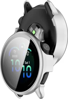 Produktbild von Schutzhülle mit Glas für Garmin Vivoactive 6, Bizon Case Watch Adamo, satiniertes Silbern