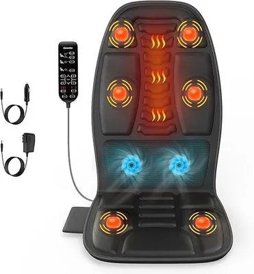 Produktbild von Rückenmassagekissen, Tiefengewebe-Vibrations-Sitzmassagekissen, 2 Stufen Kühl- oder Wärme-Rückenmassage zur Linderung von Muskelermüdung und Stress