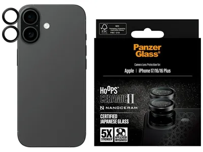 Produktbild von PanzerGlass Hoops Ceramic II Camera Lens Protector iPhone 17 | iPhone 16 | 16 Plus