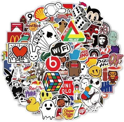 Productafbeelding van Stickers 101 stuks - Trendy stickers - Waterdichte laptopstickers - Coole stickers voor koffer - Drinkfles - Skateboard - Auto - Fiets - Gitaar