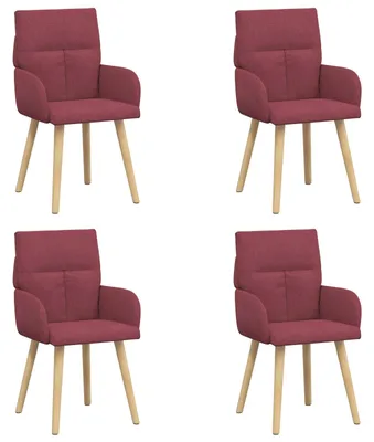 Produktbild von vidaXL Esszimmerstühle 4 pcs Stoff Weinrot 60 x 56 x 96 cm
