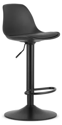 Image de Tabouret de bar HOGA noir en polypropylène et similicuir avec base noire